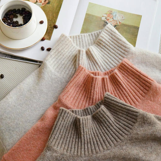 女士半高领阔版休闲针织毛衣 商品图3