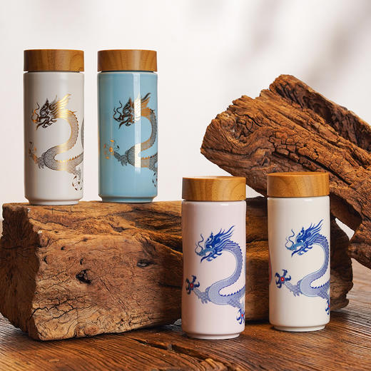 鸿运青花龙随身杯双层330ml 商品图1