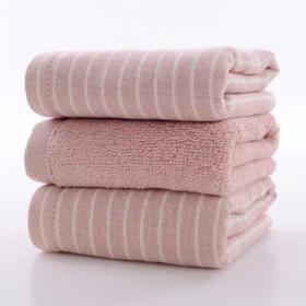 【武汉.蔡甸区】银鹏汉棉半毛圈印花毛巾两条装（0.3*0.7m，绿细条纹+粉细条纹)