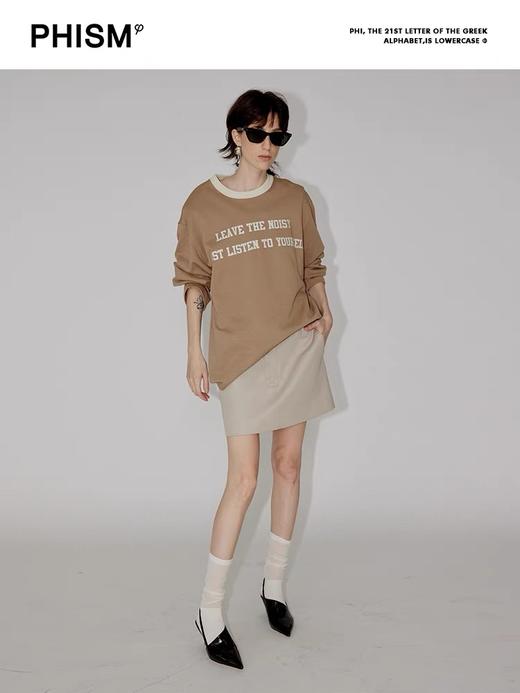 撞色字母T恤长款 商品图1