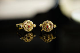 18k金镶钻摩尼宝珠戒指吊坠双用款 特价