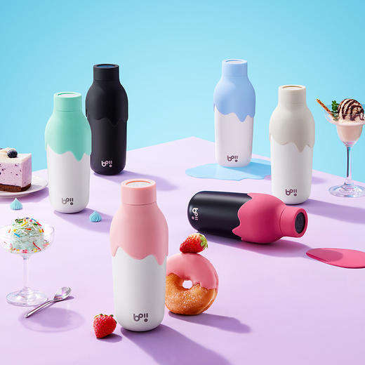 本因BOII颜质保温保冷杯 升级316不锈钢内胆 防锈防腐蚀 真空隔热层控温 硅胶瓶垫 哑光杯身 皮质硅胶 瓶口抛光 500ML 商品图0