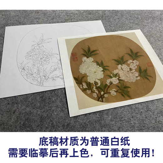 【大彩图】佚名工笔画白描底稿宋画花鸟小品《碧桃图》桃花临摹勾线花鸟线稿GH02 商品图3