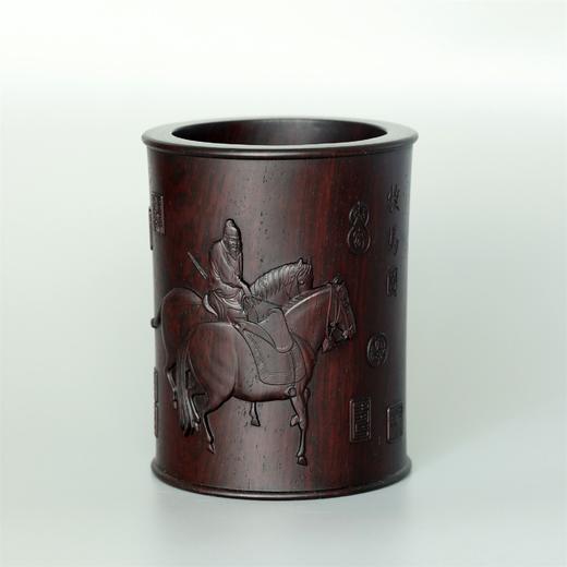 牧马图°黑檀小笔筒 商品图0