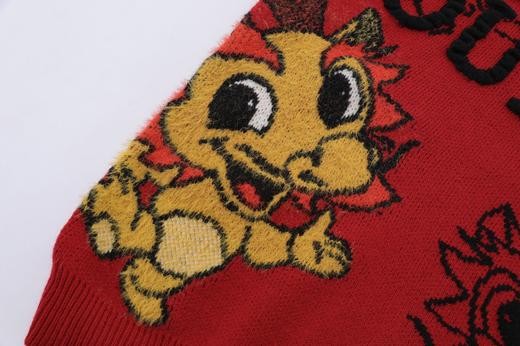 【服饰专场】秋冬新款实拍宽松情侣版龙年提花圆领针织毛衣 商品图3