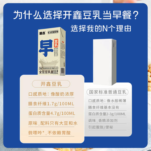 开鑫豆乳 原味甜味全豆豆乳 早餐饱腹代餐 200ml/盒 商品图2