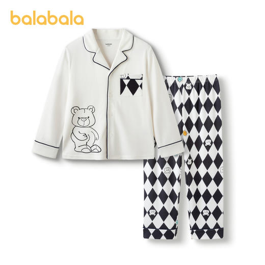 巴拉巴拉儿童睡衣套装竹纤维抗菌小中大童男女童家居服长袖可外出 商品图4