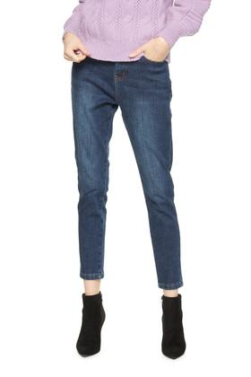 HAYES 蓝色反面抓绒高腰牛仔裤 8137