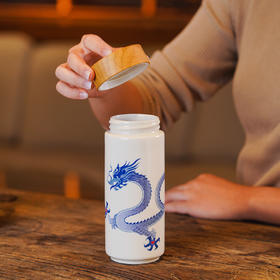 鸿运青花龙随身杯双层330ml