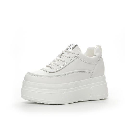 坡跟松糕厚底内增高小白鞋短靴加绒AM-527 商品图4