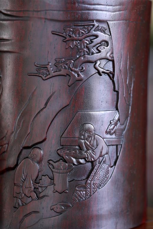 弈棋图°黑檀小笔筒 商品图9