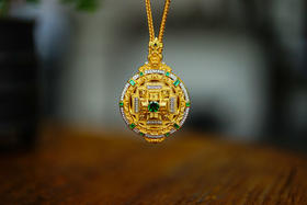 18K+24K金镶钻观音圣坛嘎乌盒吊坠 特价