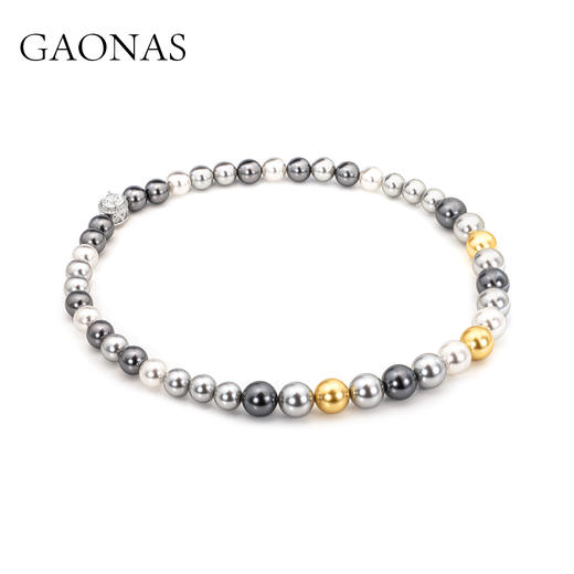 GAONAS 坠链均925银仿珍珠 时尚百搭日常多彩珍珠满串项链10140XX 商品图1