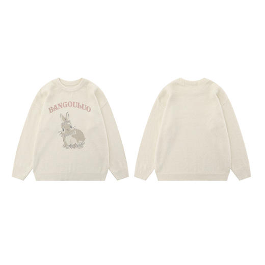 【服饰专场】秋季新款国潮高街慵懒卡通兔子马海毛宽松男女毛衣 商品图2