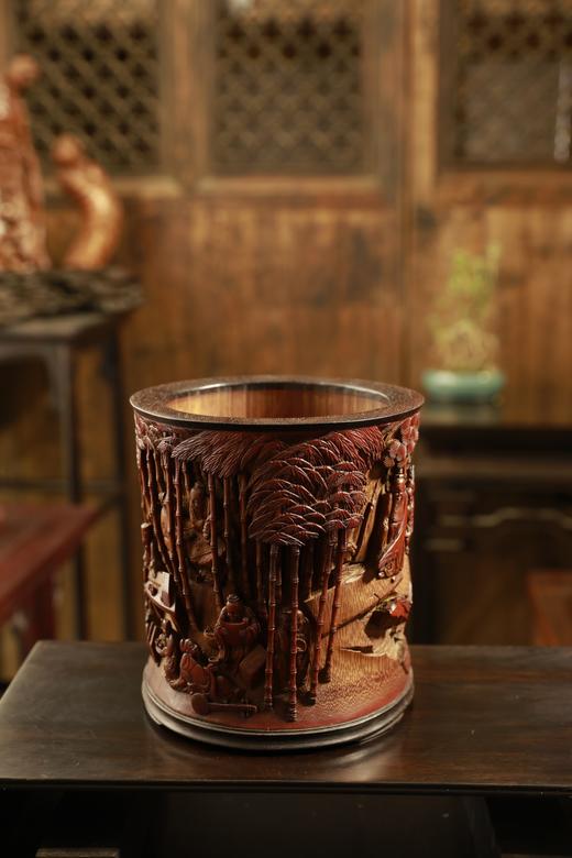 竹林七贤（可定制）°竹雕笔筒 商品图1