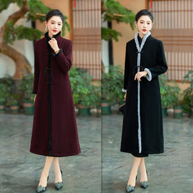 长袖水貂绒旗袍外套2023冬新款时尚改良新中式婚宴旗袍大衣GX27514