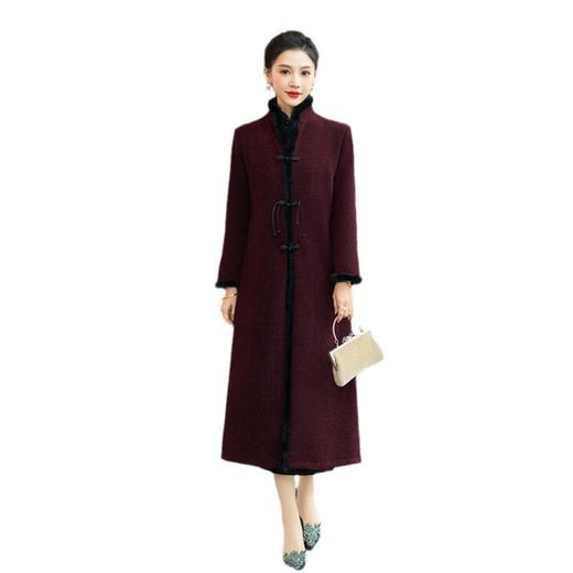 长袖水貂绒旗袍外套2023冬新款时尚改良新中式婚宴旗袍大衣GX27514 商品图4