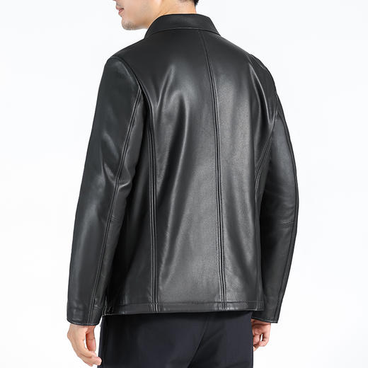 【实付满399送保温杯】【头层绵羊皮翻领夹克】商务通勤外套 防风保暖皮衣夹克 商品图4