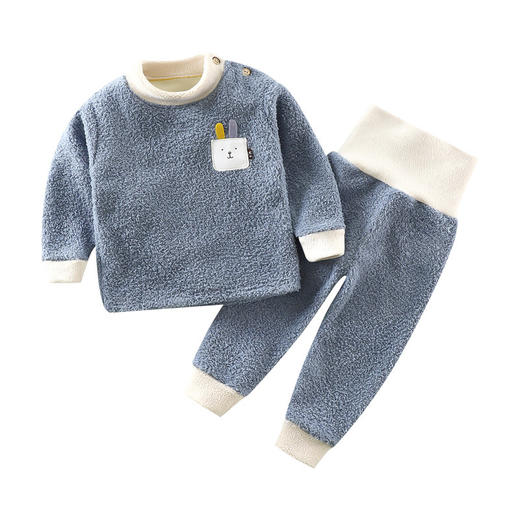 儿童内衣套装男童高腰护肚秋衣秋裤女宝宝加绒加厚睡衣婴儿家居服 商品图4