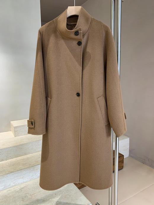 IC驼绒手工双面呢立领大衣 简约立领一粒扣设计 精选稀有骆驼绒+骆驼毛混纺面料 绒毛细腻均匀 干净利落H版型线条流畅N0679 商品图7