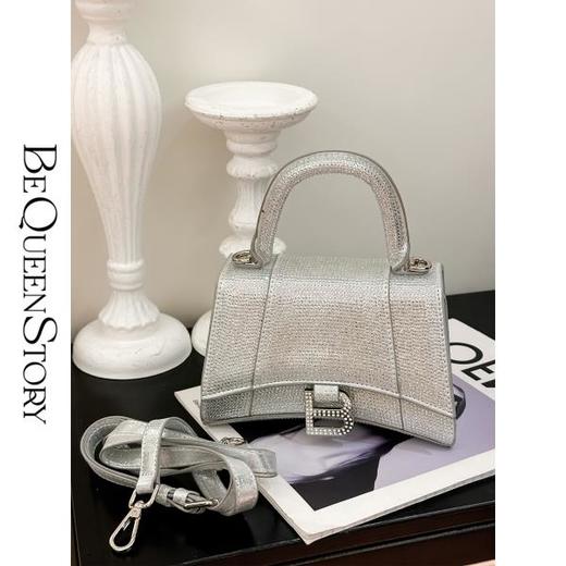 BEQUEENSTORY  轻奢玻璃烫钻配进口超纤皮百搭女士手提包 商品图2