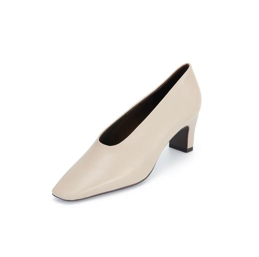 westory春季新款小中跟尖头原皮修饰脚型优雅气质女鞋W24AM56571 商品图3