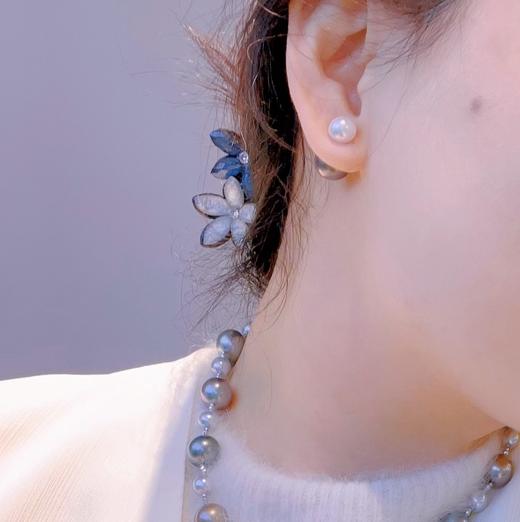 甄珠贝 d*or款 双珠多戴款耳钉 大溪地黑12mm akoya微微瑕 不影响配戴面无暇8-9mm 18k 商品图4