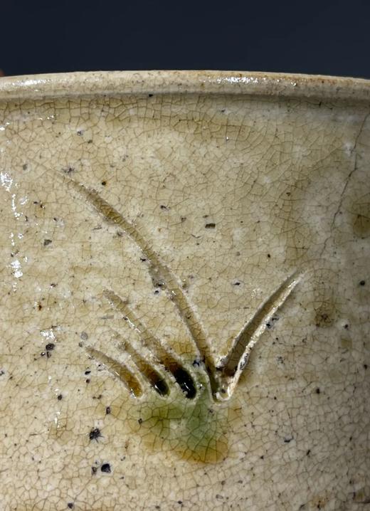 绿斑刻花黄濑户茶碗，顺丰包邮 商品图9