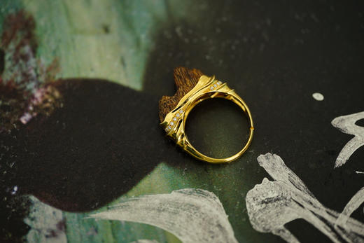 18K金沉香远山戒指  特价 商品图1