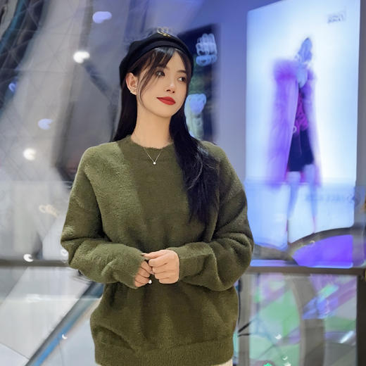 108WS圆领毛绒打底毛织上衣31023（绿红） 冬季 302044032105 商品图3