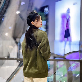 108WS圆领毛绒打底毛织上衣31023（绿红） 冬季 302044032105
