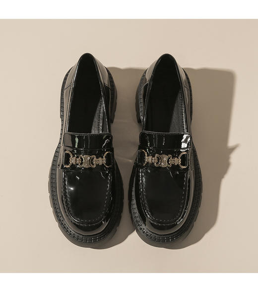 【女鞋专场】厚底乐福鞋女真皮2023春款英伦风高跟软底黑色小皮鞋粗跟单鞋春秋 商品图6