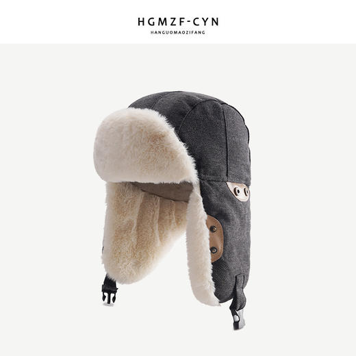 【加绒显脸小❗️复古雷锋帽】冬季女韩版护耳帽子男可爱潮加绒保暖电动摩托车户外骑行防寒加厚女棉火车头东北保暖飞行员机车帽-dd父亲节礼物新年礼盒年货礼盒 商品图3