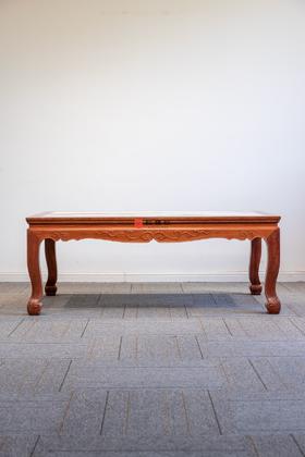 红桥红  家具严选  缅甸花梨（大果紫檀）【石面 130 三弯腿卷草纹大茶几 】