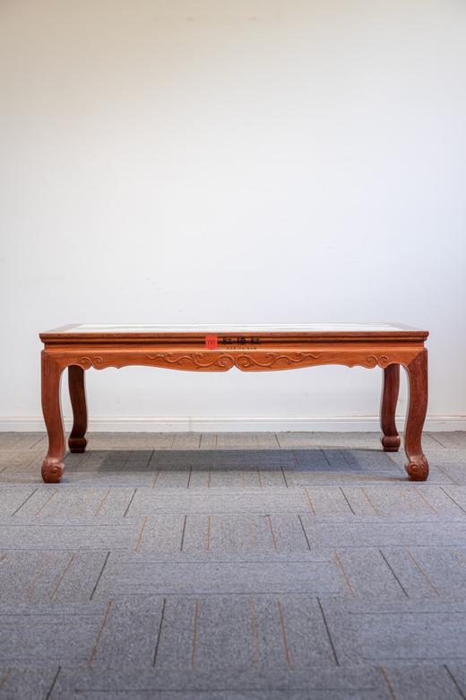 红桥红  家具严选  缅甸花梨（大果紫檀）【石面 130 三弯腿卷草纹大茶几 】 商品图0