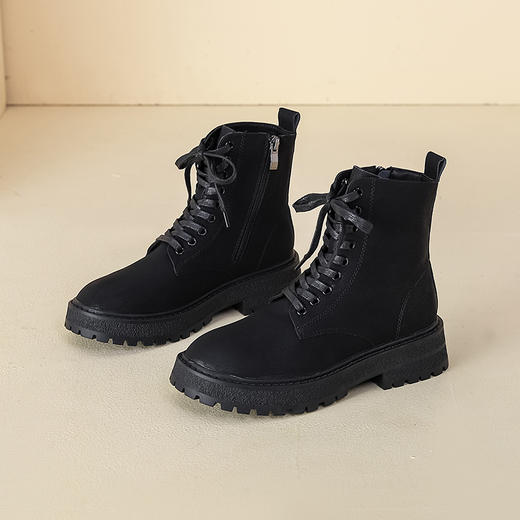 【女鞋专场】真皮英伦风厚底马丁靴女2023年春秋新款百搭短靴复古纯色大黄靴女 商品图6