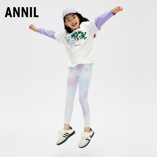 女童弹力休闲瑜伽运动长裤针织打底裤新款安奈儿童装EG416027 商品图2