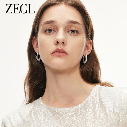 ZEGL法式几何耳圈女2023新款爆款小众金属耳环气质秋冬银针耳饰品 商品图3