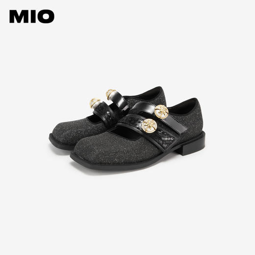 MIO米奥春季玛丽珍女鞋方头复古低跟通勤缎面单鞋女鞋M241430128 商品图3