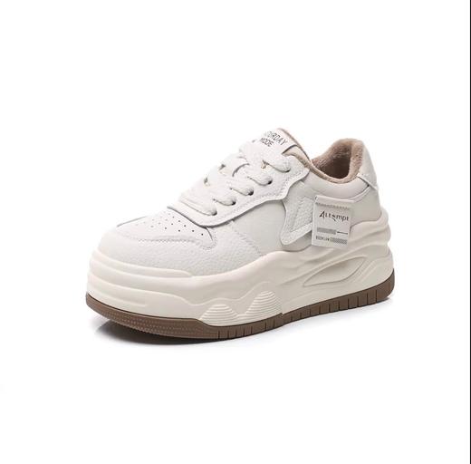 雀说小众厚底加绒板鞋女新款韩版网红百搭增高熊猫小白鞋子AL 商品图4