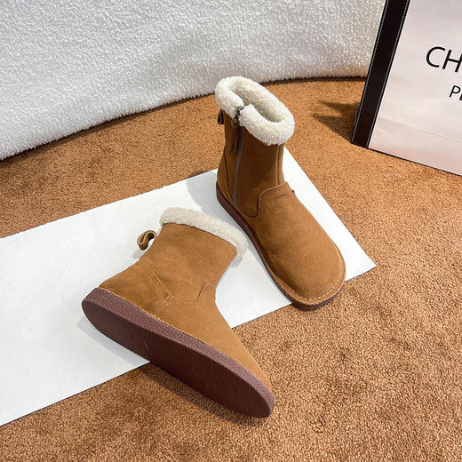 【女鞋专场】2023年冬季新款雪地靴女  真皮防滑圆头低筒短靴加绒加厚经典棉靴 商品图6