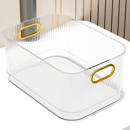 【百搭收纳！轻奢桌面盒】加厚结实耐用PET梳妆台护肤品收纳筐透明杂物零食化妆品整理盒 商品图3