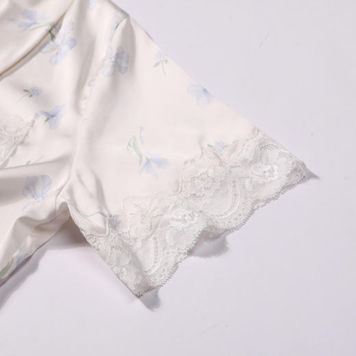 都市丽人好睡好眠春夏睡衣女冰雪丝印花家居服薄款短袖长裤+短裤女士丝质套装LH41B3 商品图6