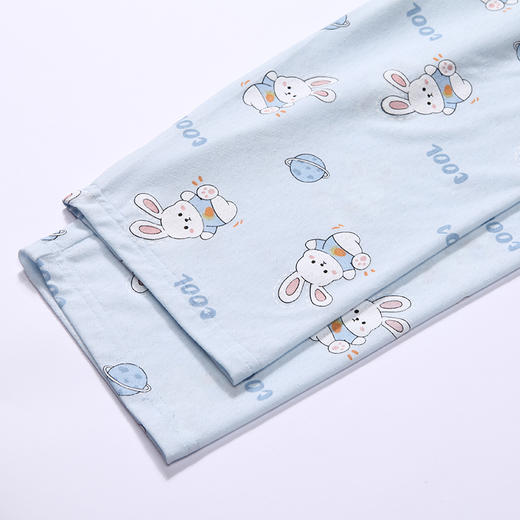 都市丽人眯雅佳好睡好眠春夏睡衣男女童针织人棉提花家居服薄款七分袖长裤童装棉质套装JH42A3 商品图9