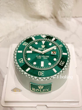 男生男孩/男友老公推荐款 劳力士绿水鬼逼真手表 忌廉蛋糕【半翻糖蛋糕需提前2天预订】（默认自提，收费配送请联系客服）