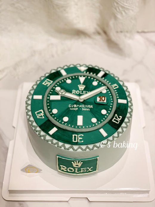 男生男孩/男友老公推荐款 劳力士绿水鬼逼真手表 忌廉蛋糕【半翻糖蛋糕需提前2天预订】（默认自提，收费配送请联系客服） 商品图0