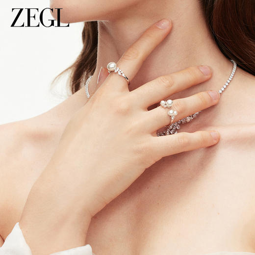 ZEGL法式人造珍珠戒指女小众设计轻奢高级感指环时尚个性食指戒子 商品图6