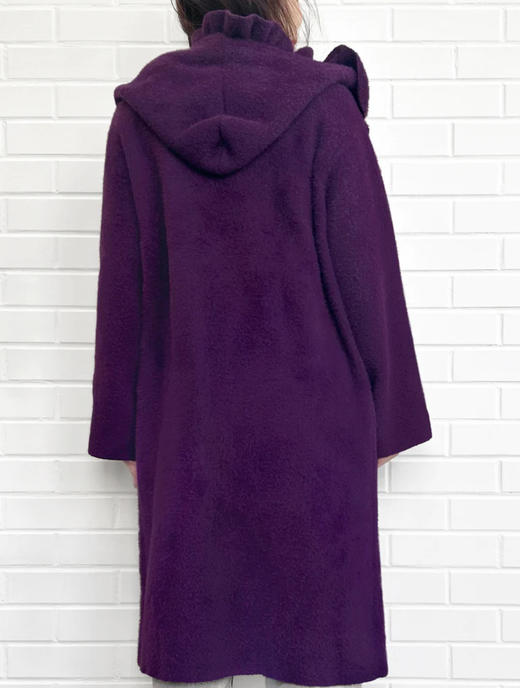 TYNVIE 荷叶边连帽针织大衣-紫色 商品图5