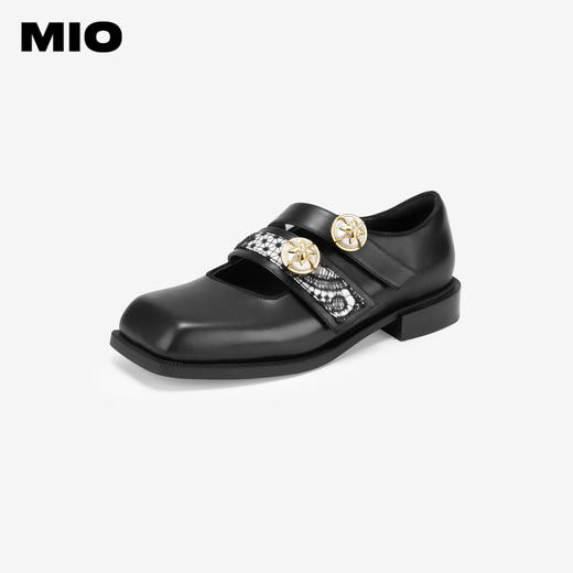 MIO米奥春季玛丽珍女鞋方头复古低跟通勤缎面单鞋女鞋M241430128 商品图1