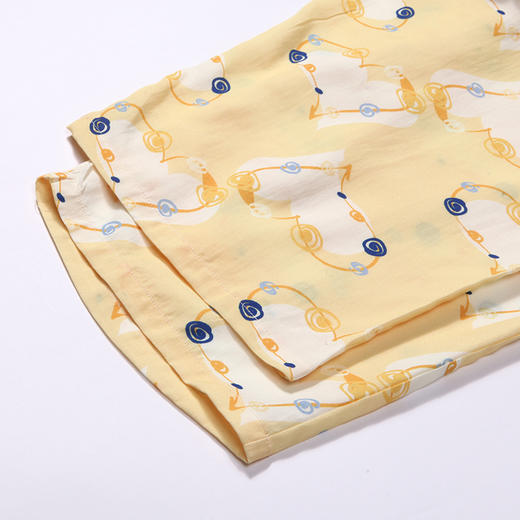 都市丽人生活家居春夏睡衣女梭织人棉家居服薄款短袖七分裤女士梭织棉套装LH42D2 商品图8